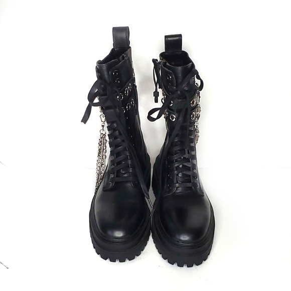 NWT Zara Low Heel Leather Combat Boots Bloggers Favorite - Picture 10 of 14